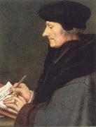 Hans holbein the younger Portrait of Erasmus of Rotterdam writing oil painting artist
